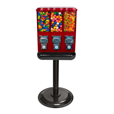 triple metal gumball and candy vending machine, candy machine, gumball machine, variety candy vending, gumball and candy vending,